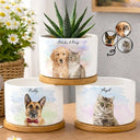 Custom Photo,Art Design,Pet Lovers,Cozy,Photo - Watercolor - Remove BG - Custom Photo Realistic Watercolor Art Portrait Cat Dog Pet - Personalized Ceramic Plant Pot