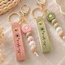 Teacher, Back To School, Proud, Icon - Thank You For Helping Us Grow - Personalized Leather Beaded Keychain