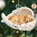 Art Design,Healing,Christmas,Pet Memorial,Pet Lovers,Memorial,Photo - Sleeping Pet Angle Wing - Custom Photo Sleeping Angel Remembrance Memorial Dog Cat Pet - Personalized Custom Shaped Acrylic Ornament