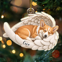 Art Design,Healing,Christmas,Pet Memorial,Pet Lovers,Memorial,Photo - Sleeping Pet Angle Wing - Custom Photo Sleeping Angel Remembrance Memorial Dog Cat Pet - Personalized Custom Shaped Acrylic Ornament