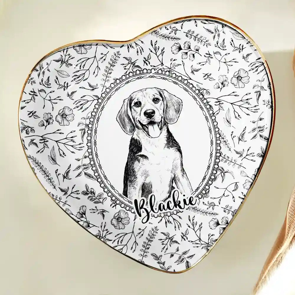 Art Design,Cozy,Pet Lovers,Photo - Pencil Sketch - Remove BG - Custom Photo Pencil Sketch Dog Cat Pet Portrait Toile Remembrance - Personalized Ring Dish
