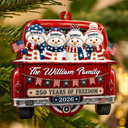 Independence Day,America 250th,Christmas,Proud,Family,Icon - Snowman 250 Years Of Freedom - Personalized Custom Shaped Wooden Ornament