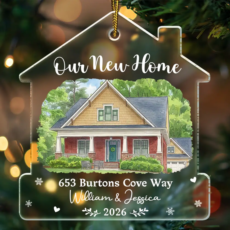 Art Design,Christmas,Gift For Couples,Photo - Vivid Watercolor Art,Happy - Custom Photo Vivid Watercolor Art Our New Home Wedding Gift Husband Wife - Personalized Custom Shaped Acrylic Ornament