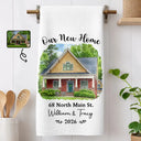 Art Design,Christmas,Gift For Couples,Photo - Vivid Watercolor Art,Happy - Custom Photo Vivid Watercolor Art Our New Home Wedding Gift Husband Wife - Personalized Kitchen Towel