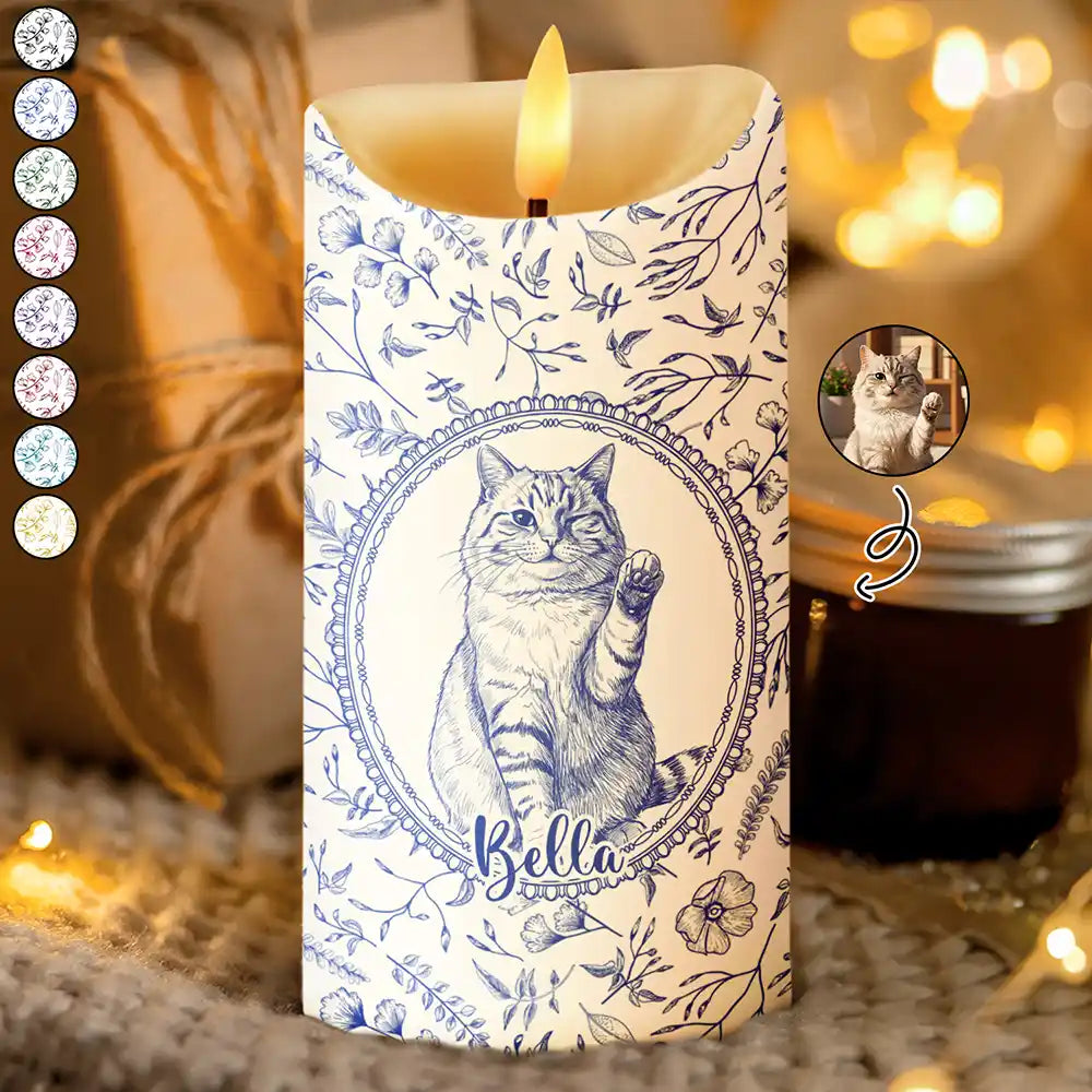 Art Design,Healing,Pet Memorial,Pet Lovers,Memorial,Photo - Pencil Sketch - Remove BG - Custom Photo Pencil Sketch Dog Cat Pet Portrait Toile Remembrance - Personalized Flameless LED Candle