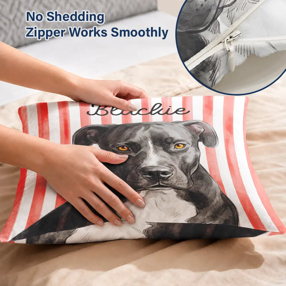 Art Design,Playful,Pet Lovers,Photo - Vivid Watercolor Art - Custom Photo Vivid Watercolor Art Happy Dog Cat Pet Stripe - Personalized Pillow