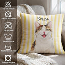 Art Design,Playful,Pet Lovers,Photo - Vivid Watercolor Art - Custom Photo Vivid Watercolor Art Happy Dog Cat Pet Stripe - Personalized Pillow
