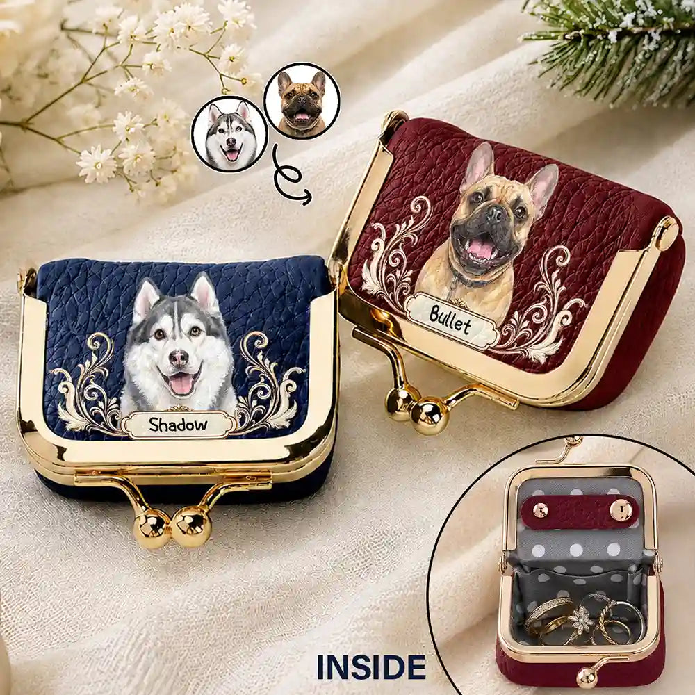 Pet Mom,Art Design,Confident,Gift For Mother,Pet Lovers,Photo - Watercolor - Remove BG - Custom Photo Realistic Watercolor Art Pet Portrait For Pet Mom Dog Mom - Personalized Kiss Lock Jewelry Case