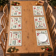 Sentimental,Christmas,Family,Custom Text - Custom Name Pattern Christmas Theme - Personalized Placemat Set