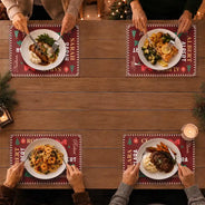 Sentimental,Christmas,Family,Custom Text - Custom Name Pattern Christmas Theme - Personalized Placemat Set