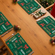 Sentimental,Christmas,Family,Custom Text - Custom Name Pattern Christmas Theme - Personalized Placemat Set