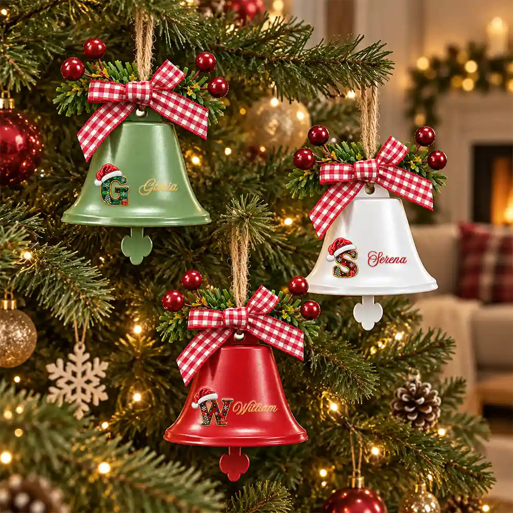 Christmas,Family,Happy,Icon,Indoor Decor - Family Christmas Gift - Personalized Tree Hanging Decoration Bell Ornament
