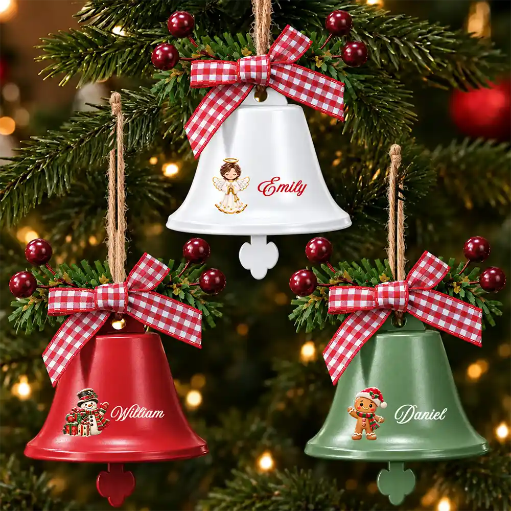 Family Christmas Gift - Personalized Vintage Train Tree Hanging Decoration Bell Ornament