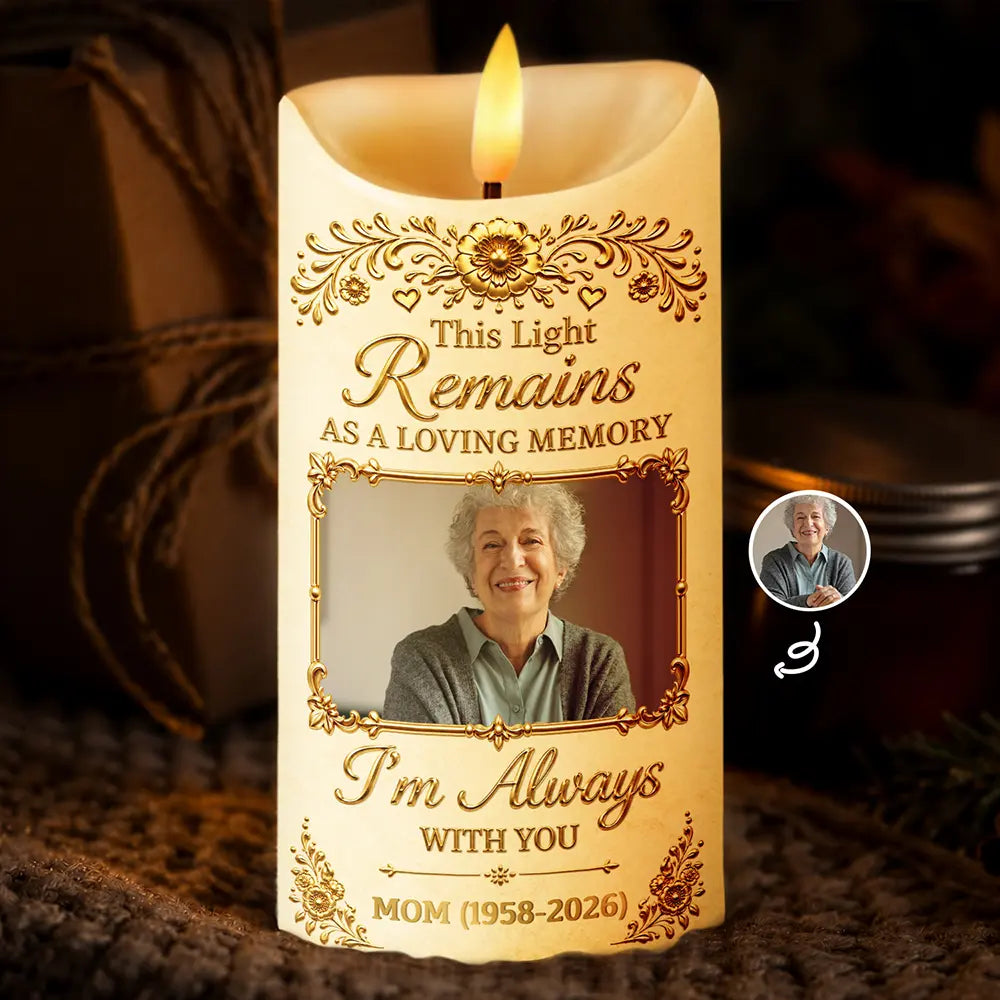 Memorial Sympathy Gifts For Loss Of Loved One - Personalized Custom Photo A Loving Memory Flameless LED Candle