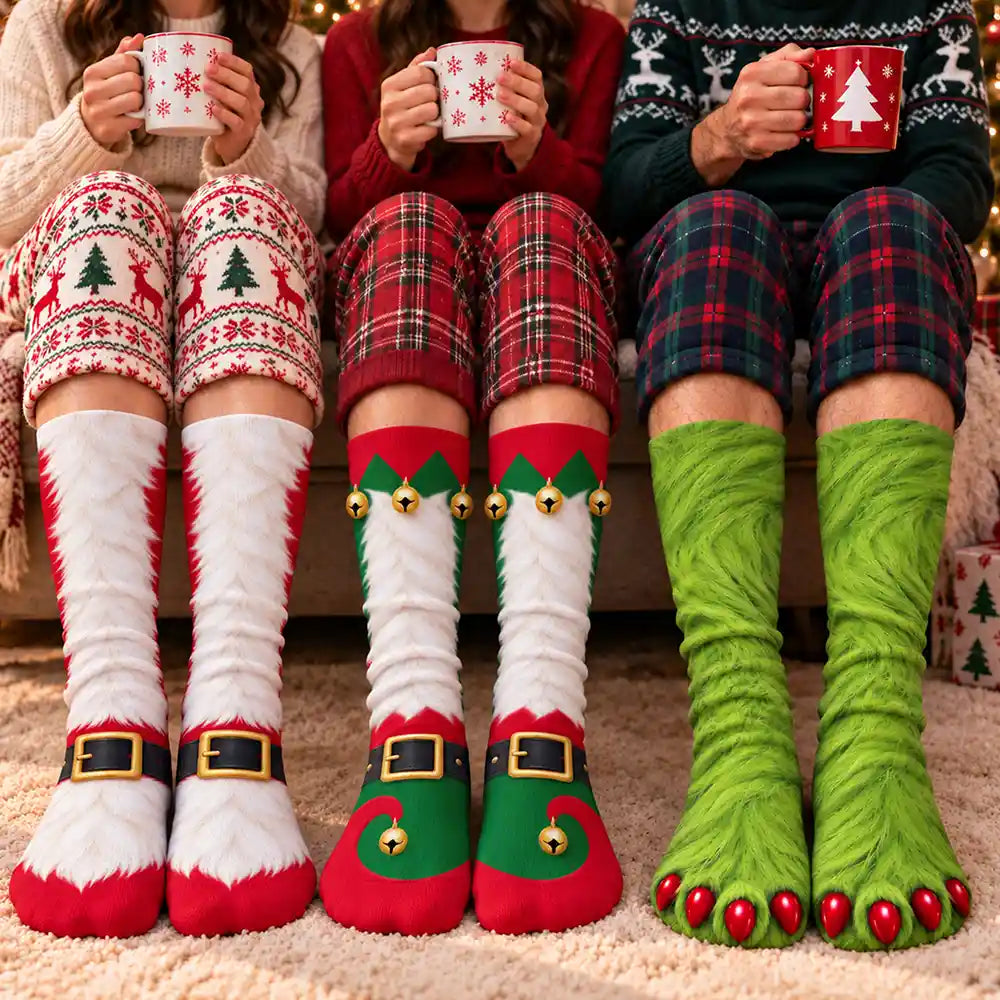 Christmas, Gift For Men, Gift For Yourself, Gifts For Him, Humorous, Icon - Funny Christmas Gag Gift For Friends Siblings Family - Personalized Christmas Character Feet Socks