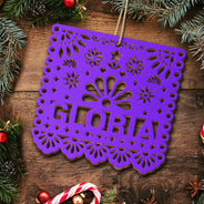 Christmas, Custom Text, Family, Happy, Top Market - Gift For Family - Personalized Papel Picado Wooden Ornament
