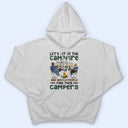 Let's Sit By The Campfire Husband Wife Camping Couple - Personalized Custom T Shirt