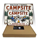 Let's Sit By The Campfire Husband Wife - Camping Gift For Couple - Personalized Custom Classic Metal Signs