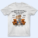 Hubby And Wifey Season Married Couple And Dog - Anniversary Gift - Personalized Custom T Shirt