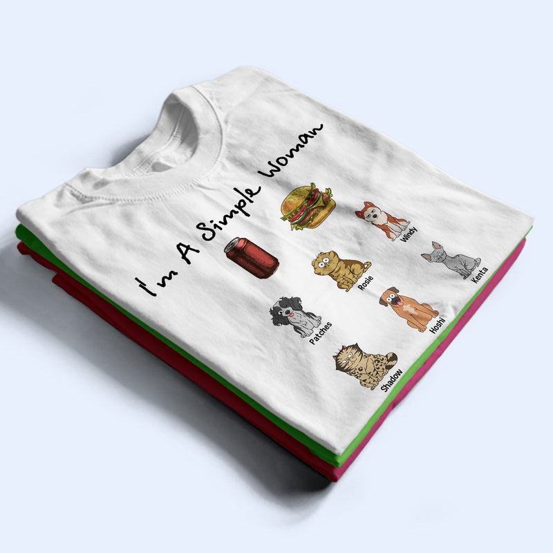 I'm A Simple Woman Funny Cartoon Dog Cat - Gift For Dog Lovers, Cat Lovers - Personalized T Shirt