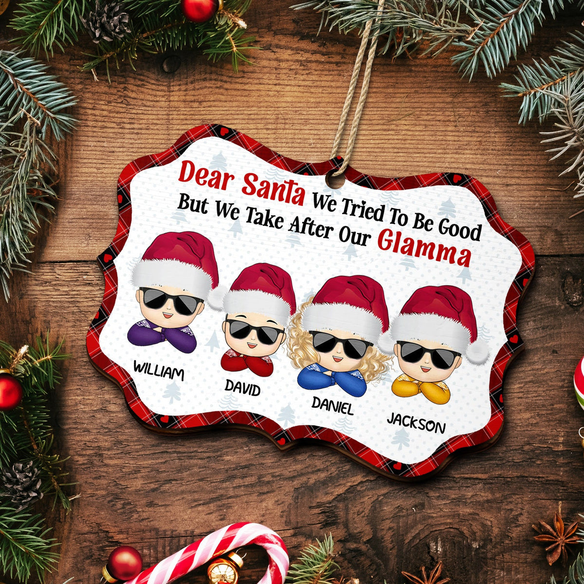 I Tried To Be Good - Christmas, Loving Gift For Grandpa, Grandma, Grandparents - Personalized Medallion Wooden Ornament