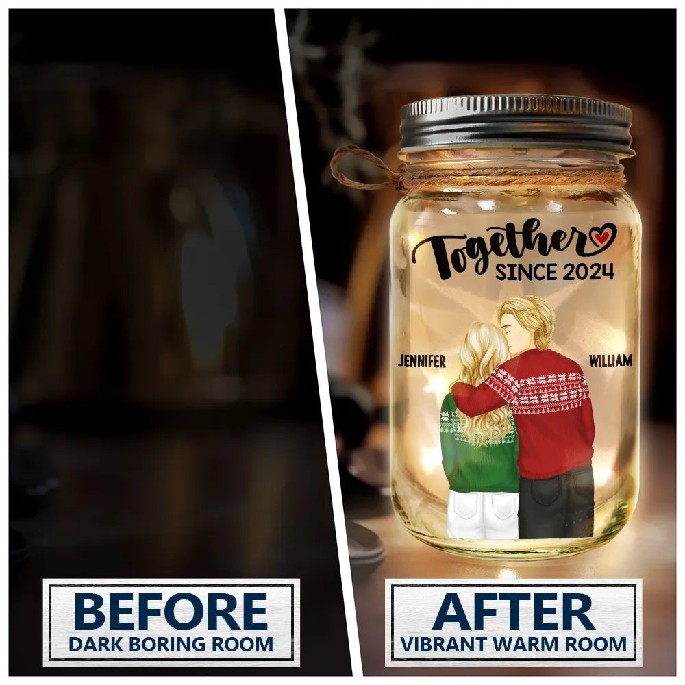 Gift For Couples - Forehead Kissing Couple Our Memories Are Countless Our Love Is Endless - Personalized Mason Jar Light