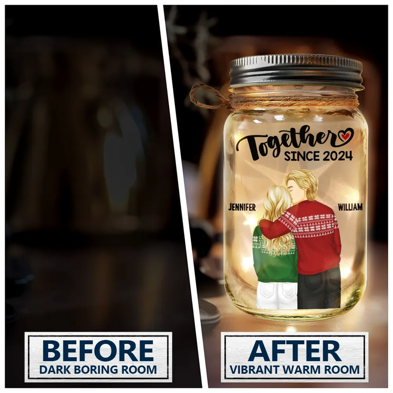 Gift For Couples - Forehead Kissing Couple Our Memories Are Countless Our Love Is Endless - Personalized Mason Jar Light
