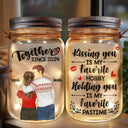 Gift For Couples - Forehead Kissing Couple Our Memories Are Countless Our Love Is Endless - Personalized Mason Jar Light
