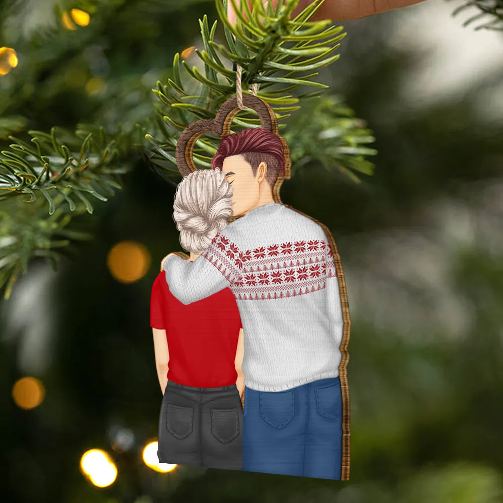 Gift For Couples - Forehead Kissing Couple I Choose You In Any Version Of Reality - Personalized Wooden Ornament Print 2 Sides