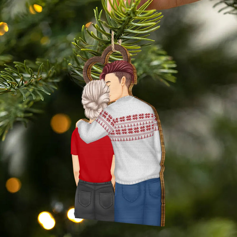 Gift For Couples - Forehead Kissing Couple I Choose You In Any Version Of Reality - Personalized Wooden Ornament Print 2 Sides