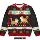 Christmas Funny Walking Cats Meowy Catmas Happy Pawlidays - Personalized Unisex Ugly Sweater