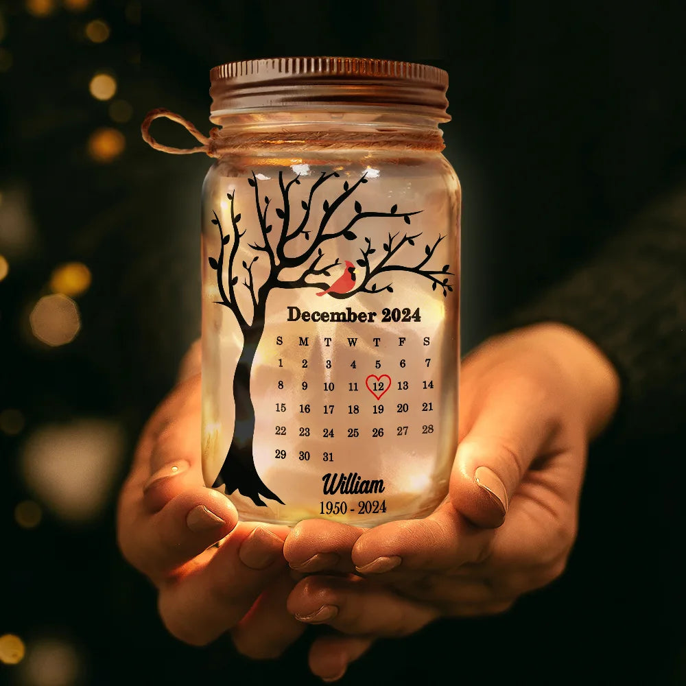 Memorial - Calendar Memorial A Limb Has Fallen From The Family Tree - Personalized Mason Jar Light