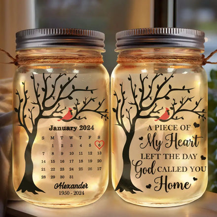 Calendar Memorial A Limb Has Fallen From The Family Tree - Personalized Mason Jar Light