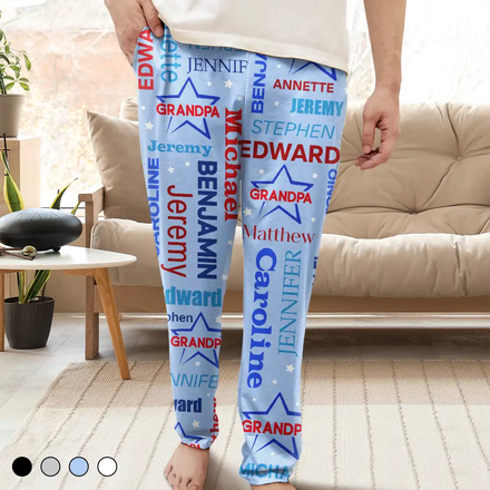 Grandpa Custom Grandkid Names - Personalized Pajama Pants