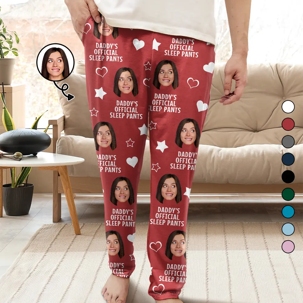 Gift For Couples, Gift For Husband - Custom Photo Funny Couple Daddy's Official Sleep Pants - Personalized Pajama Pants
