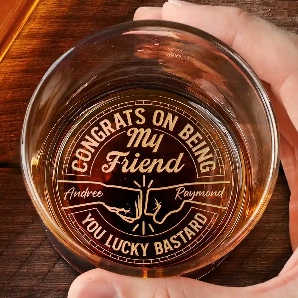Gift For Brothers,Gift For Bestie,Gift For Men - Congrats On Being My Brother You Lucky Man - Personalised Engraved Whiskey Glass