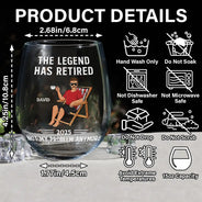 Funny,Retirement,Gift For Grandparents,Parents,Gift For Yourself,Gift For Men,Gift For Women,Gifts For Colleagues - The Legend Has Retired Not My Problem Anymore - Personalized Stemless Wine Glass
