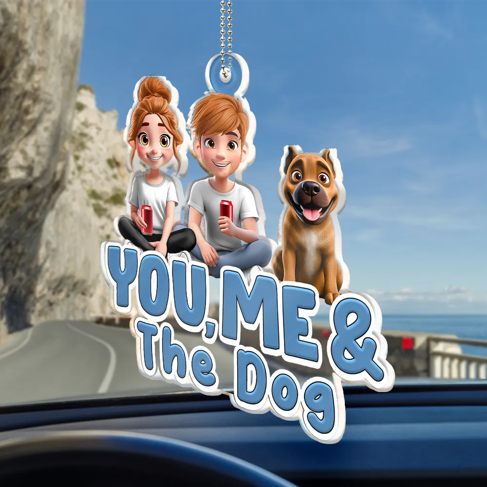 Dog Couple,Dog Lovers,Gift For Couples,Pet Lovers - You And Me And The Dogs Couple - Personalized Acrylic Car Hanger