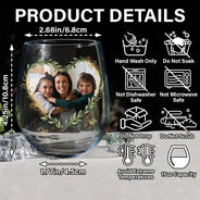 Gift For Mother,Custom Photo,Funny - Custom Photo Mom Thanks For Putting Up With My Sibling - Personalized Stemless Wine Glass
