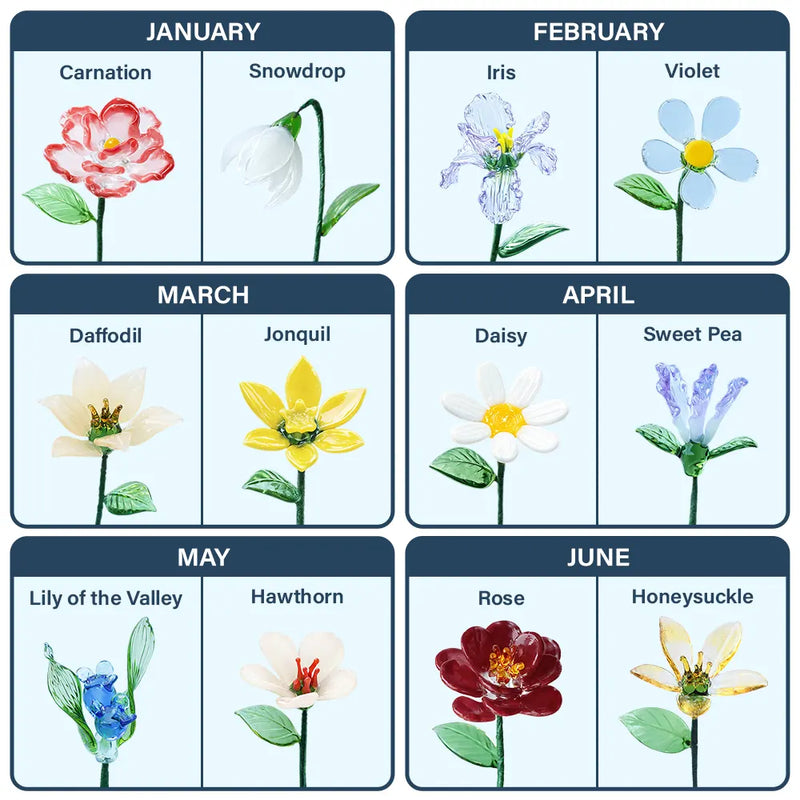 Gift For Yourself,Gift For Women,Happy - Blooming In Love Home Decor - Personalized Glass Birth Month Flower