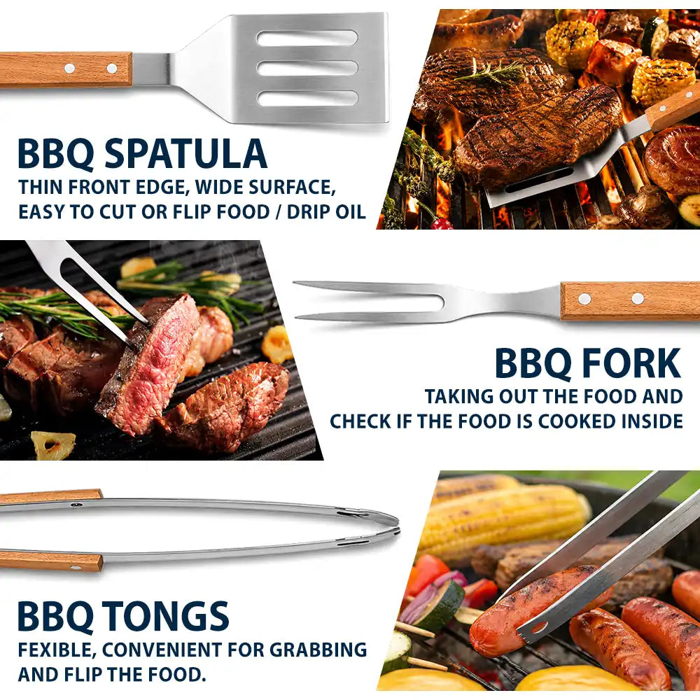 Custom Photo Daddy Papa Grilling Tools - Personalized BBQ Tool Set With Storage Bag