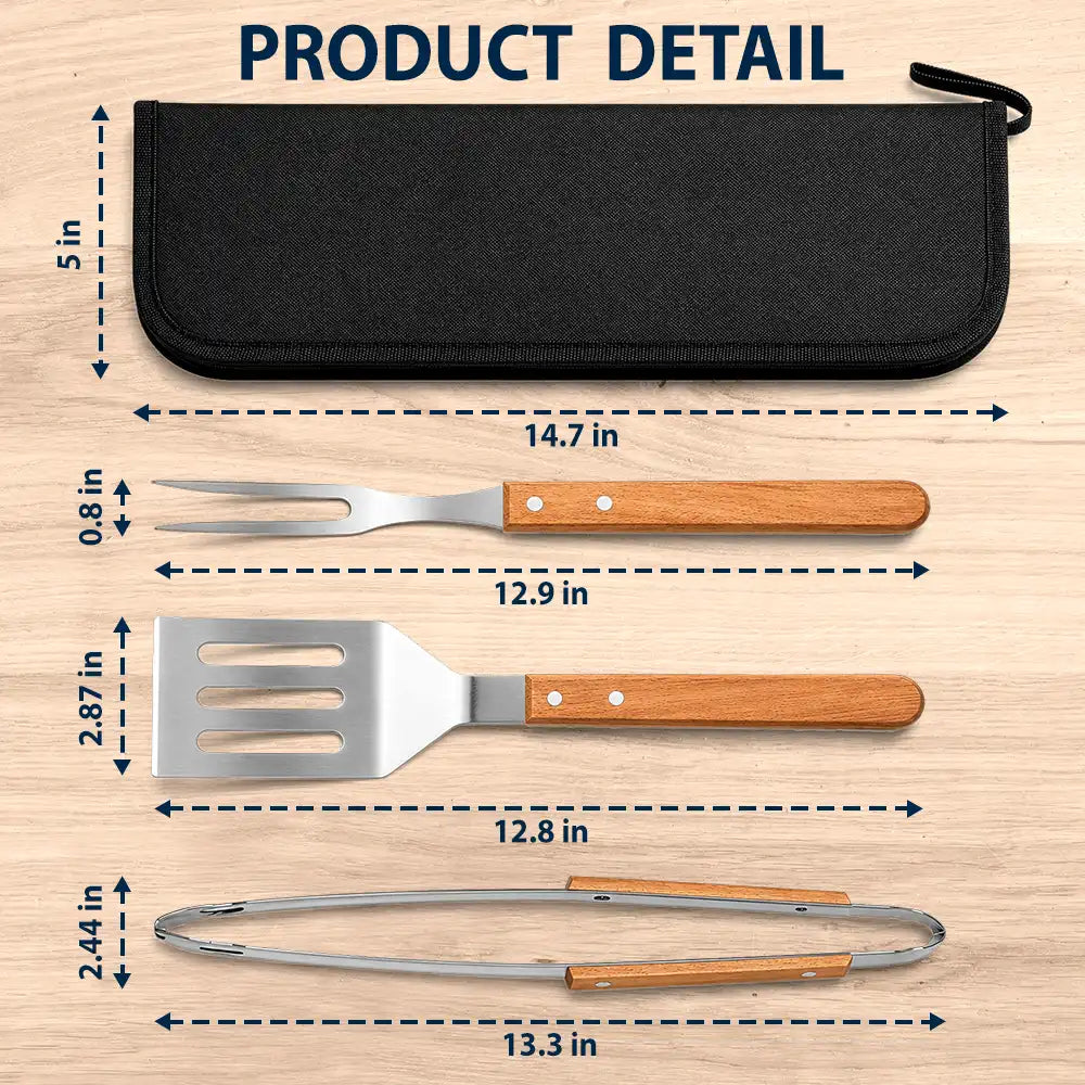 Gift For Father,Grilling,Proud,Icon - Daddy's Grilling Tools - Personalized BBQ Tool Set With Storage Bag