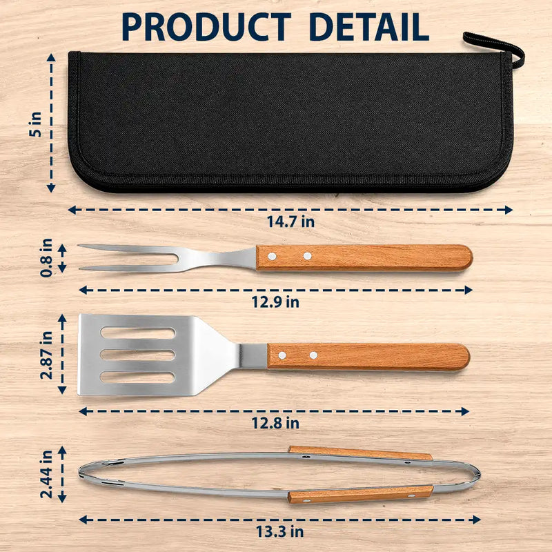 Gift For Father,Gift For Grandpa,Grandpa's Hobby,Dad's Hobby,Grilling,Non-Eng,Icon,Proud - Best Flippin Dad Ever - Personalized BBQ Tool Set With Storage Bag