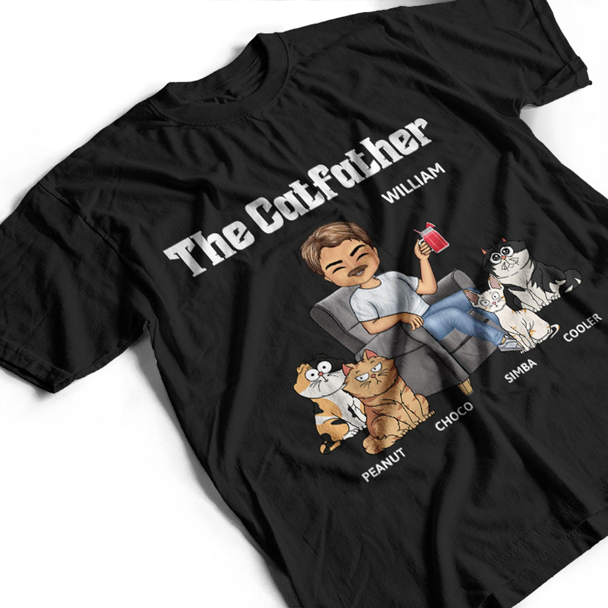 The Cat Father - Gift For Cat Dad, Cat Lovers, Men - Personalized T Shirt