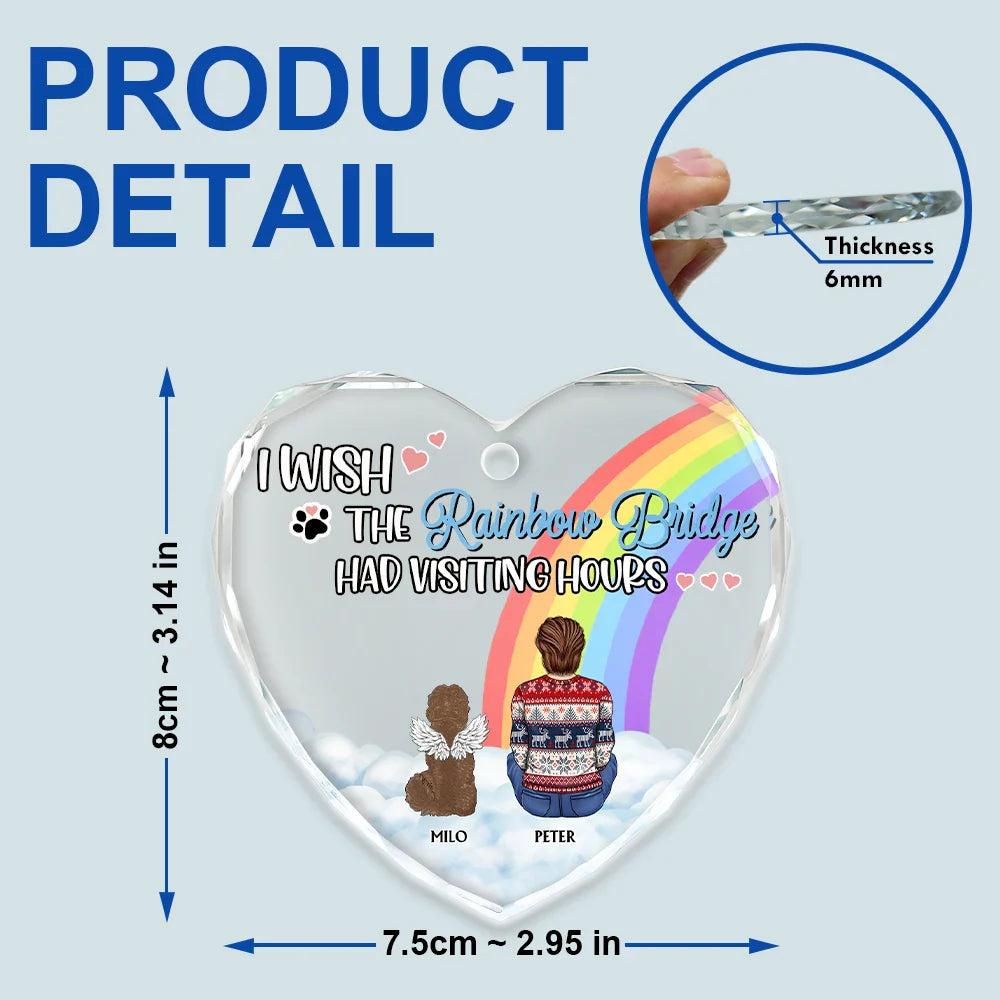Has Visiting Hours Memorial Pet Christmas - Personalized Heart Shaped Glass Ornament
