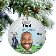 Golf, Gift For Father, Gift For Grandpa, Gift For Men - Custom Photo Golf Lover Best Daddy By Par - Personalized Circle Ceramic Ornament