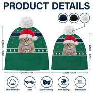 Pet Lovers - Custom Photo Feliz Navidog - Personalized Bobble Beanie Hat