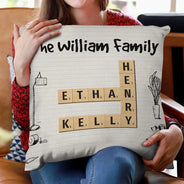 Family - Family Cartoon Crossword Scrabble - Personalized Pillow