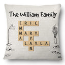 Family - Family Cartoon Crossword Scrabble - Personalized Pillow