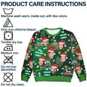 Continue Shopping,Christmas,Custom Photo,Family,Pet Lovers,Dog Lovers,Cat Lovers,Happy - Custom Photo Funny Family Pet Face Neon Light Style - Personalized Unisex Ugly Sweater